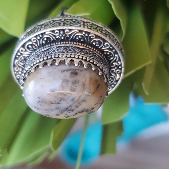 New Dendritic Opal 925 Silver Statement Ring. - Picture 12 of 16